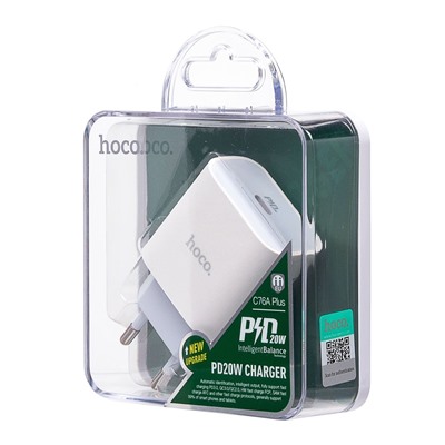 Адаптер Сетевой Hoco C76A Plus PD QC3.0 (повр. уп.) Type-C 3A/20W (white)