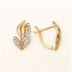 Серьги ювелирная бижутерия коллекция "Дубай" покрытие позолота, вставка: цирконы, цвет: прозрачный, арт.007.193