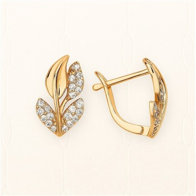 Серьги ювелирная бижутерия коллекция "Дубай" покрытие позолота, вставка: цирконы, цвет: прозрачный, арт.007.193