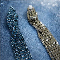 Длинные клипсы "Вечерние", цвет: тёмный синевато-зелёный, арт.012.079