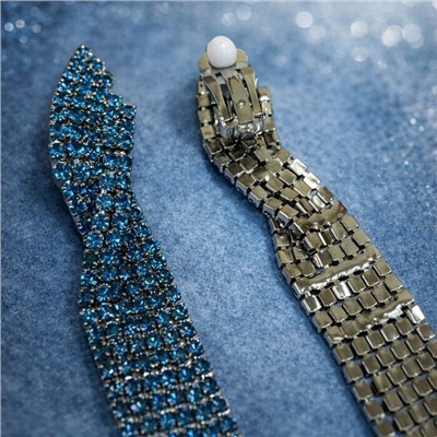 Длинные клипсы "Вечерние", цвет: тёмный синевато-зелёный, арт.012.079