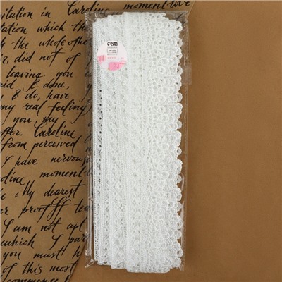 Кружево гипюровое, 40 мм × 9 ± 0.5 м, цвет белый