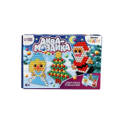 Аквамозаика с декорациями «Дед Мороз и Снегурочка», 3 трафарета, 312 шариков