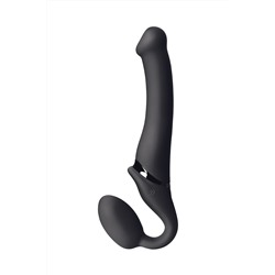 Черный безремневой вибрострапон Silicone Bendable Strap-On - size M