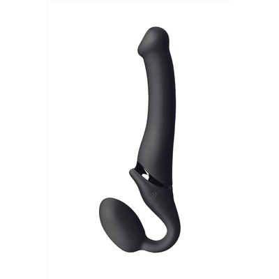 Черный безремневой вибрострапон Silicone Bendable Strap-On - size M