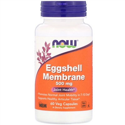 Now Foods, Мембрана яичной скорлупы, 500 мг, 60 растительных капсул
