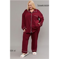 Пижама с брюками на пуговицах больших размеров Однотоннная НАТАЛИ, 1224906