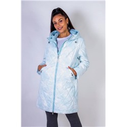 Элегантная демисезонная куртка с капюшоном Листья арт.338 (Бирюзовый)