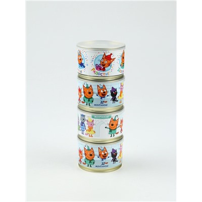 Леденцы монпансье в консервной банке «Три кота Новый год» 4 шт.