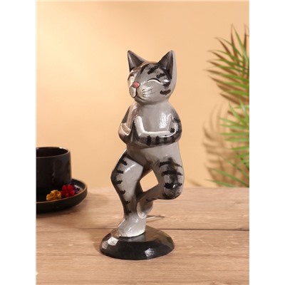 Сувенир интерьерный «Кот-йог», 28 см, дерево