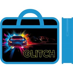 Папка пластиковая А4 на молнии с ручками 33х26х7,5 см ПМ-А4-25 "GLITCH" Пчелка