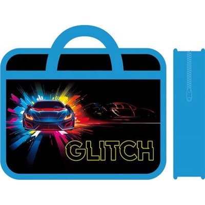 Папка пластиковая А4 на молнии с ручками 33х26х7,5 см ПМ-А4-25 "GLITCH" Пчелка