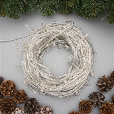 УЦЕНКА Гирлянда «Нить», 20 м, IP20, 200 LED, 220 В, 8 режимов, прозрачная нить, свечение белое