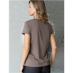 Нарядная футболка с принтом фольгой из премиального хлопка с эластаном