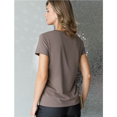 Нарядная футболка с принтом фольгой из премиального хлопка с эластаном