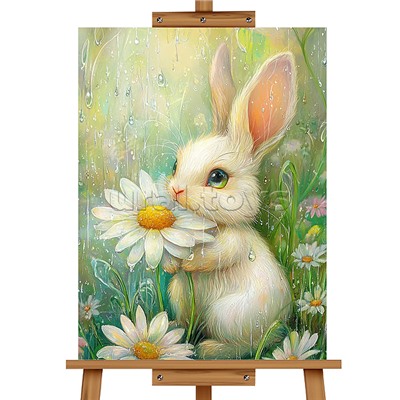 Мозаика алмазная "Зайчик с ромашкой" 20*30см.