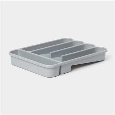 Лоток для столовых приборов, 6 отделений, 35.5×26×5 см, пластик, серый