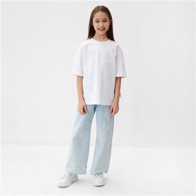 Футболка детская однотонная MINAKU: Basic line, белая, рост 116 см