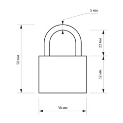 Замок навесной LOCKLAND, с влагозащитной дужкой, 38 мм