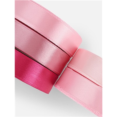 Атласная лента, набор 5 шт., 20 мм, 23±1 м, розовая