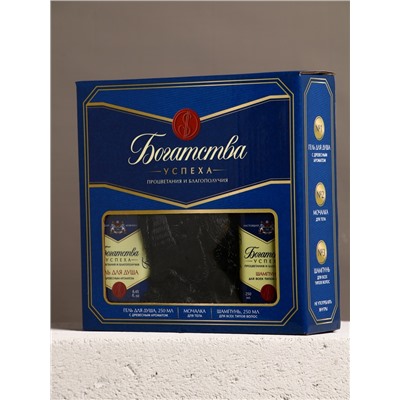 Подарочный набор «Богатства»: гель для душа, шампунь для волос, мочалка для тела, Чистое счастье