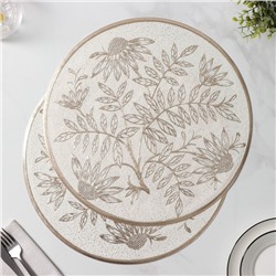 Салфетки сервировочные на стол Доляна «Ботаника», 2 шт., d=38 см, бежевые