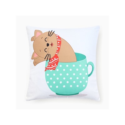 Наволочка декоративная новогодняя «Этель. Бирюзовая новогодняя чашка» 40×40 см