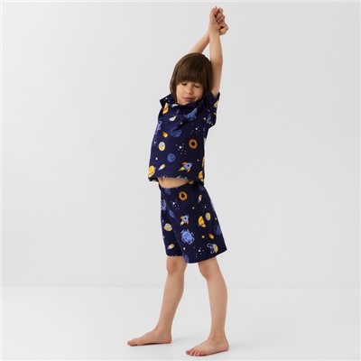 Пижама для мальчика (футболка и шорты) KAFTAN: Space, тёмно-синяя, размер 28 (86-92 см)