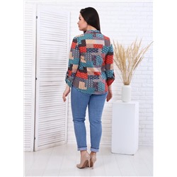 Пэчворк - рубашка бирюза