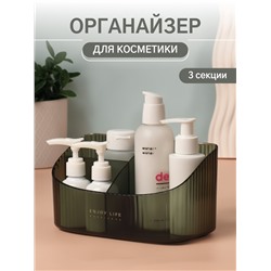 Органайзер для хранения «GREEN», 3 секции, 18.5×9.5×10 см, полупрозрачный, зелёный