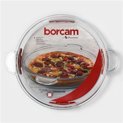Блюдо для запекания Paşabahçe Borcam, 2.4 л, d=31.6 см, стекло, с ручками, прозрачное