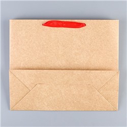 Пакет подарочный новогодний крафтовый с пластиковым окном «С Новым годом», 31×26×11 см