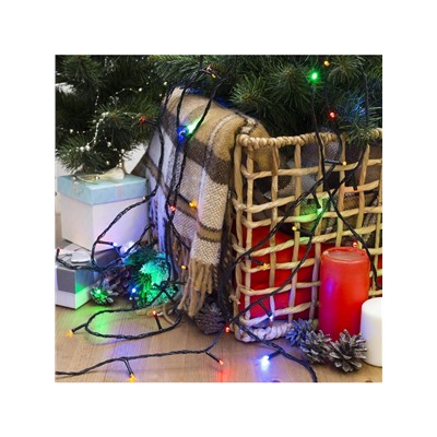 Гирлянда «Нить» 20 м, IP20, тёмная нить, 200 LED, свечение мульти, 8 режимов, 220 В