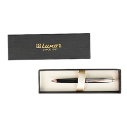 Ручка автоматическая шариковая металлическая  "Carnival" 0.7мм синяя,черный/хром, карт.футляр 210101 Luxor