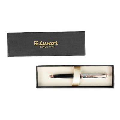 Ручка автоматическая шариковая металлическая  "Carnival" 0.7мм синяя,черный/хром, карт.футляр 210101 Luxor