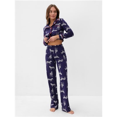 Пижама женская (рубашка и брюки) KAFTAN Zebra размер 40-42, цвет синий