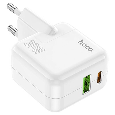 Адаптер Сетевой Hoco C111A PD QC3.0 USB/Type-C 30W (white)