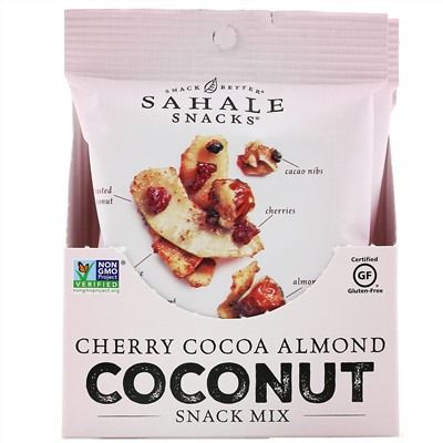 Sahale Snacks, Смесь снеков, вишня, какао, миндаль и кокос, 7 пакетиков по 42,5 г (1,5 унции)