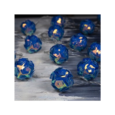 Гирлянда «Нить» 4.5 м с насадками «Цветочные шары», IP20, прозрачная нить, 15 LED, свечение фиолетовое, 220 В