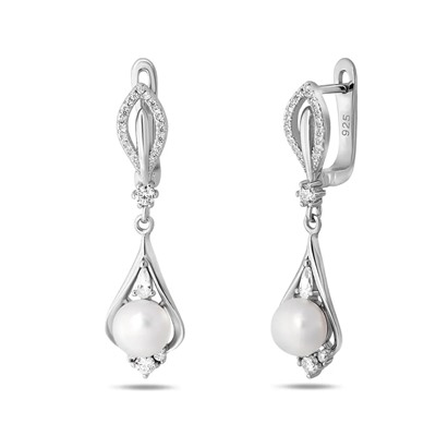 Серьги, жемчуг, BY-859