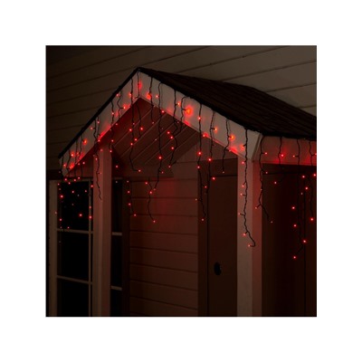 Гирлянда «Бахрома» 4×0.6 м, IP44, тёмная нить, 180 LED, свечение красное, 8 режимов, 220 В