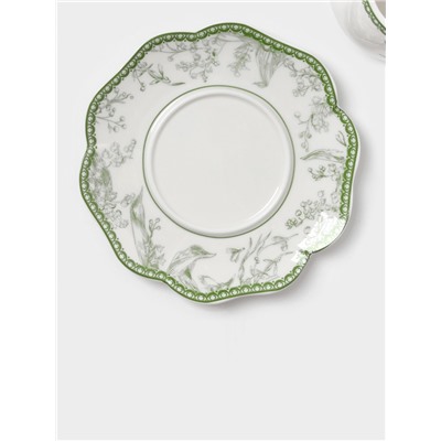 Чайная пара WY Bloomware, 2 предмета; чашка 220 мл, блюдце 15 см, фарфор, белая, зелёная