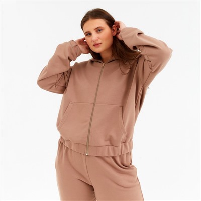 Костюм женский (толстовка, брюки) MINAKU: Casual Collection, бежевый, размер 50