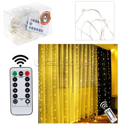 Электрогирлянда-занавес Роса, 3*3м, 300 ламп, USB, пульт, теплый