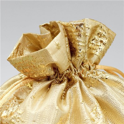 Мешочек подарочный новогодний парча «Золотые мгновения», 16×24 см ± 1.5 см