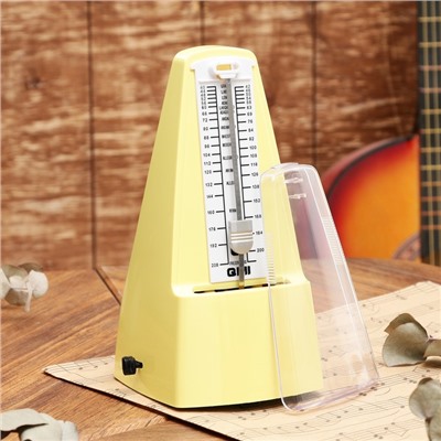 Метроном механический Gleam, желтый, 40-408 ударов в минуту, 21×10×12 см