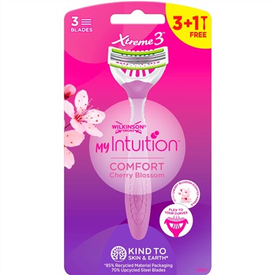 Станок для бритья одноразовый Schick (Wilkinson Sword) Xtreme-3 Mylntuition COMFORT CHERRY (3+1шт) для женщин