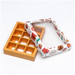 Коробка под 12 конфет новогодняя «Мандарины», 19×15×3.5 см