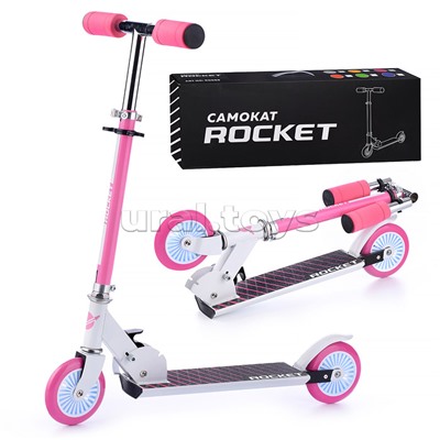 Самокат 2-х колесный ROCKET,колеса PU/ 125 мм,ABEC 7, розовый