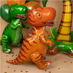 Шар 3D (28''/71 см) Фигура, Динозавр Тираннозавр, Оранжевый, 1 шт. в уп.